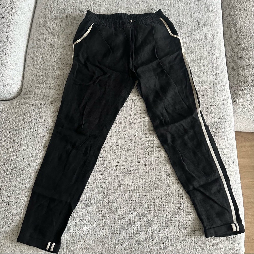 Elizabeth and James Casual Pull-on Linen Pants Size S black white